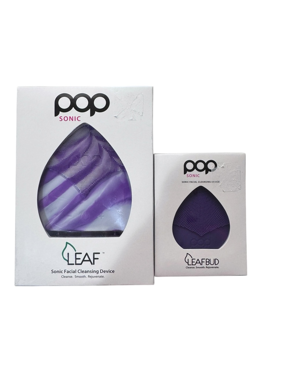 POP Leaf Sonic Facial Cleansing Device Bundle — Purple & White Swirl